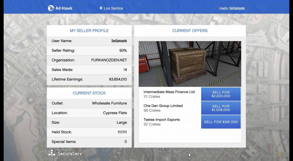 gta online ceo depo 111 kasa menu
