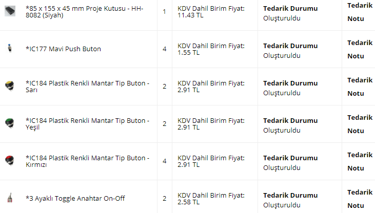 usb buton kutusu sipariş listesi