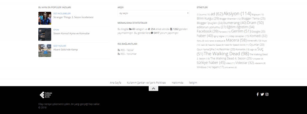footer yerleşimi